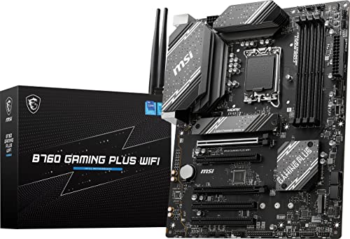 MSI B760 Gaming Plus WiFi Gaming Motherboard (Supports 12th/13th/14th Gen Intel Processors, LGA 1700, DDR5, PCIe 4.0, M.2, 2.5Gbps LAN, USB 3.2 Gen2, HDMI/DP, Wi-Fi 6E, Bluetooth 5.3, ATX)