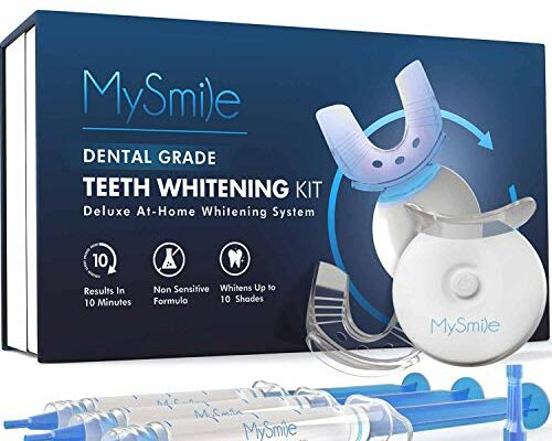 MySmile Teeth Whitening Kit with LED Light, 10 Min Non-Sensitive Fast Teeth Whitener with 3 Carbamide Peroxide Teeth Whitening Gel, Helps to Remove Stains from Coffee, Smoking, Wines, Soda, Food