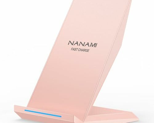 NANAMI Wireless Charger - Qi Certified Wireless Charging Stand Compatible iPhone 16/15/14/13/12/11 Pro/XS Max/XR/8, Samsung Galaxy S24/S23/S22/S21/S20/S10/S9/Note 20 Ultra/10/9 and Qi-Enabled Phone