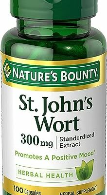 Nature's Bounty St. John’s Wort 300mg Capsules, Herbal Health Supplement, Promotes a Positive Mood, 100 Capsules