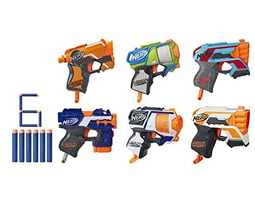 NERF MicroShots 6-Blaster Bundle - 6 Mini Dart-Firing Elite Blasters and 6 Official Elite Darts - Kids, Teens, Adults (Amazon Exclusive), 1.73 x 16.5 x 10.98 inches