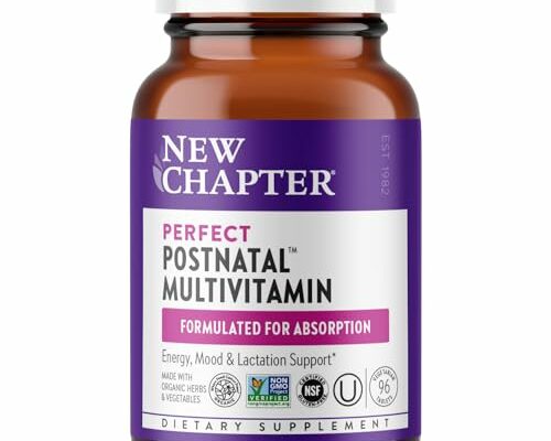 New Chapter, Postnatal Vitamins Lactation Supplement, Complete Multivitamin with Fermented Vitamin D3 + B Vitamins, Made with Organic Vegetables & Herbs, Non-GMO Ingredients, 96 Count