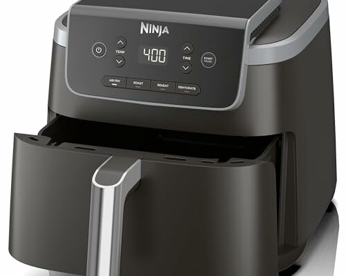 Ninja Air Fryer Pro 4-in-1 with 5 QT Capacity, Air Fry, Roast, Reheat, Dehydrate, Air Crisp Technology with 400F for hot, crispy results in just minutes, Nonstick Basket & Crisper Plate, Grey, AF141