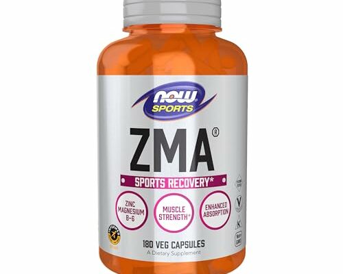 NOW Foods Sports Nutrition, ZMA (Zinc, Magnesium and Vitamin B-6), Enhanced Absorption, Sports Recovery*, 180 Capsules