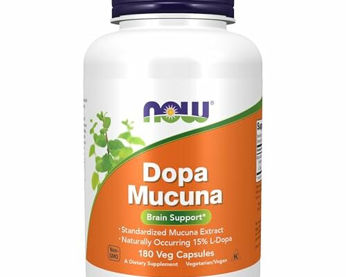 NOW Foods Supplements, DOPA Mucuna, Standardized Mucuna Extract with Naturally Occurring 15% L-Dopa, 180 Veg Capsules