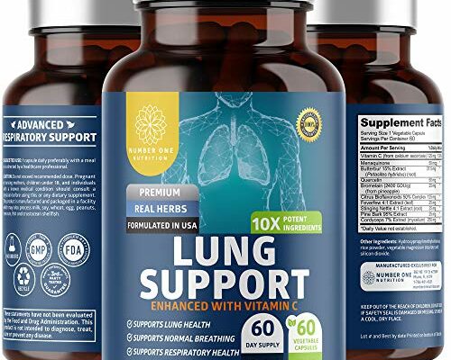 Number One Nutrition N1N Premium Lung Support Supplement [10 Potent Ingredients] Natural Lung Cleanse & Detox with Quercetin, Bromelain and Vitamin C to Help Support Respiratory Health, 60 Veg Caps