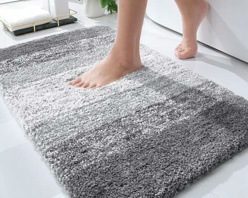 OLANLY Bathroom Rugs Mat 30x20, Extra Soft Absorbent Microfiber Bath Rugs, Rubber Backing, Quick Dry, Machine Washable Bath Mats for Bathroom Floor, Tub, Shower and Home Decor Accessories, Grey