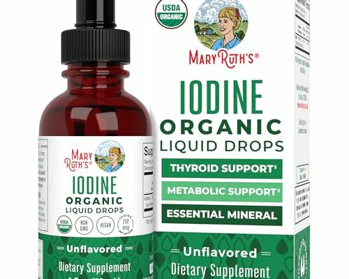 Organic Iodine Liquid Drops by MaryRuth's | Potassium Iodide | 1 Year Supply | 450 Servings | Thyroid Health | USDA Organic| Vegan | Non-GMO | Gluten Free | 1 Fl Oz