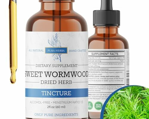 Organic Sweet Wormwood Liquid Drops - Natural Parasite Cleanse and Gut Detox Support for Adults - Vegan, Alcohol-Free, Made in USA, 2 Fl Oz