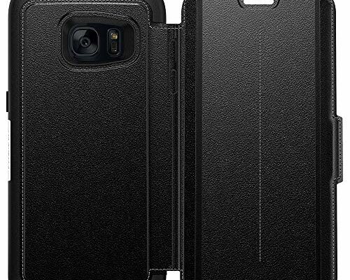 OTTERBOX Strada Series Leather Wallet Case for Samsung Galaxy S7 Edge - Retail Packaging - Phantom (Black/Black Leather)