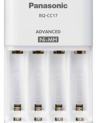 Panasonic BQ-CC17SBA eneloop Advanced Individual Battery Charger with 4 LED Charge Indicator Lights, White