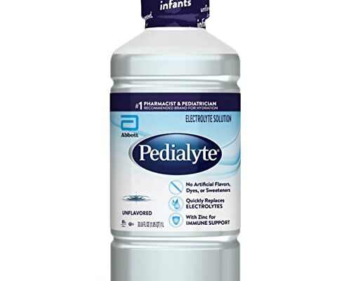 Pedialyte Electrolyte Solution, Unflavored, Hydration Drink, 33.8 Fl Oz. (Pack of 4)