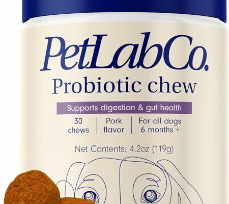 PetLab Co. Probiotics for Dogs, Support Gut Health, Occasional Diarrhea, Digestive Health & Seasonal Allergies - Pork Flavor - 30 Soft Chews - Packaging May Vary