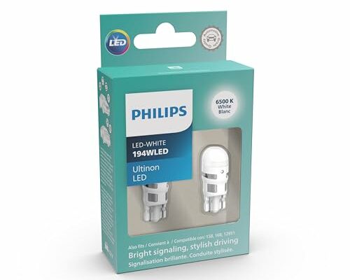 Philips 194WLED Ultinon LED Bulb (White), 2 Count (Pack of 1)