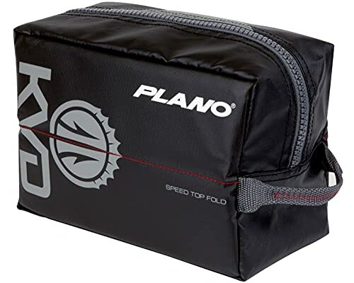 Plano KVD Wormfile Signature Series Speedbag, Small, Black TPE Coated Fabric with Red Interior, Water-Resistant Soft Fishing Storage for Baits & Worms