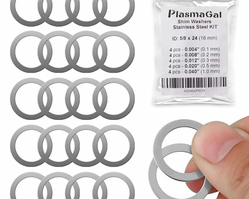 PlasmaGal - 5/8 x 24 Barrel Shim Kit for .308/7.62 Calibers - 20 Pieces - Stainless Steel Washers for Muzzle Brake Alignment (4 Units x 5 Thickness - 0,004"/0,008"/0,012"/0,02"/0,04")