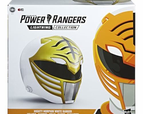 Power Rangers Lightning Collection Mighty Morphin White Ranger Premium Collector Helmet Full-Scale for Display, Roleplay, Cosplay