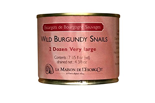 Premium Escargot Wild Burgundy Snails – Rated Number One – Best For Escargot Recipes, Various Sizes … (2 Dozen Very Large)