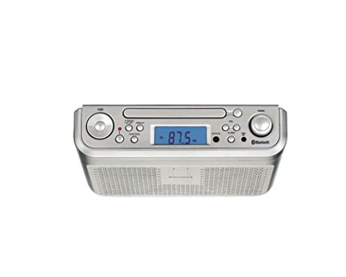 PROSCAN ELITE PKCR2713AMZ Under Counter CD Player with Clock Radio and Bluetooth, Silver