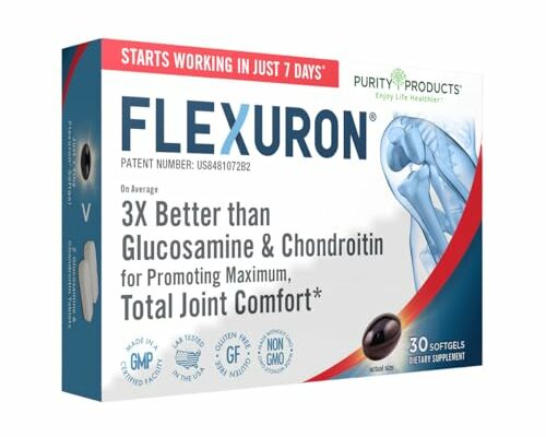 Purity Products Flexuron Joint Formula 3X Better Than Glucosamine and Chondroitin - Starts Working in just 7 Days - Krill Oil, Low Molecular Weight Hyaluronic Acid, Astaxanthin - 30 Count (1)