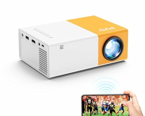 PVO Projector, WiFi Projector Portable Movie Projector 1080P, Phone Screen Can be Mirrored to The Projector Wirelessly or by Data Cable, Compatible with Smartphone/ Tablet/ Laptop/TV Stick/USB Drive