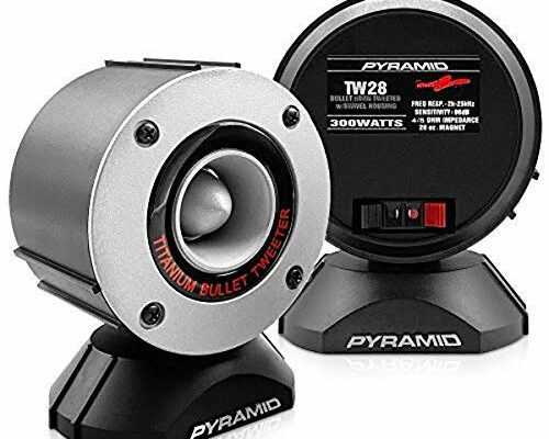 Pyramid 300 Watt Marine Tweeter Speaker - 3.75” Aluminum Bullet Horn w/ 1” Titanium Dome Tweeter, 2k-25kHz Frequency Response, 4 Ohm Impedance, Heavy Duty 20 Oz. Magnet Structure -TW28 (Pair)