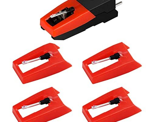 Record Player Needle, 1 PC Record Player Cartridge with 4 PCS Diamond Stylus Replacement for Crosley, ION, LP, Phonograph