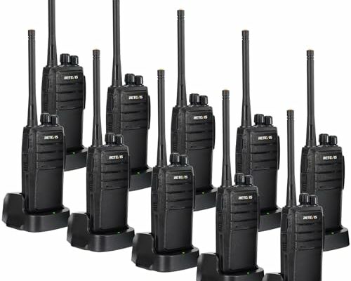 Retevis RT21 Two-Way Radios Rechargeable Long Range Walkie Talkies Hand Free 16CH Business 2 Way Radios, Wall Charger Base, 1100mAh Battery(10 Pack)