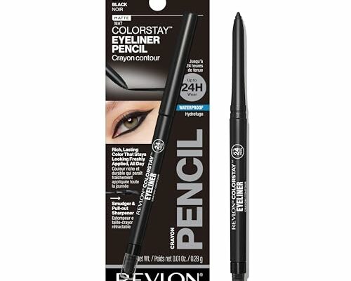 Revlon ColorStay Pencil Waterproof Eyeliner, Smudge-Proof, Eye Makeup with Built-In Sharpener, Packaging May Vary, 201 Black, 0.01 Oz