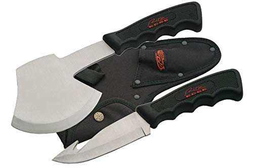 Rite Edge 2-Piece Hunting Knife and Hatchet Set – Stainless Steel Gut Hook and Survival Axe with Nylon Sheath for Camping, Hiking, and Outdoors