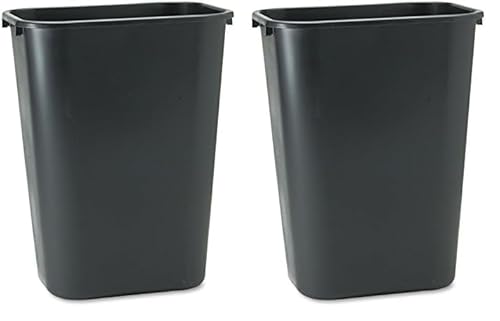 Rubbermaid Commercial Products 41QT/10.25 GAL Wastebasket Trash Container, for Home/Office/Under Desk, Black (FG295700BLA) (Pack of 2)