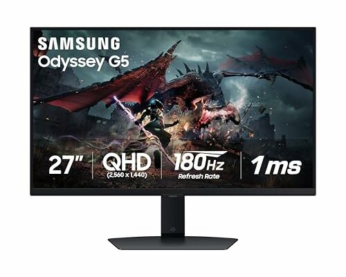 SAMSUNG 27-Inch Odyssey G50D Series QHD Fast IPS Gaming Monitor, 1ms, VESA DisplayHDR 400, 180Hz, AMD FreeSync, Adjustable Stand, Eye Saver Mode, LS27DG500ENXZA, 2024