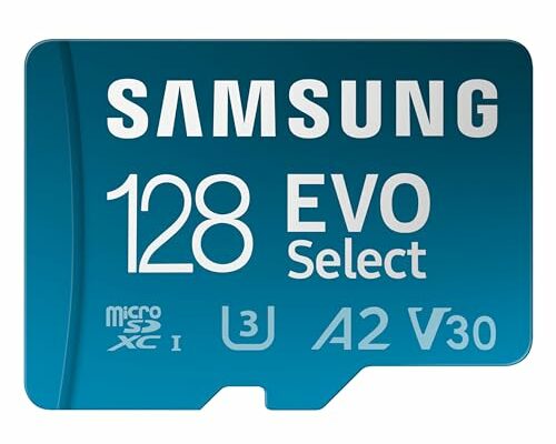 SAMSUNG EVO Select microSDMemory Card + Adapter, 128GB microSDXC, Up-to 160 MB/s, 4K UHD, UHS-I, C10, U3, V30, A2, for Mobile Phone, Smartphones, Nintendo-Switch, and Tablets (MB-ME128SA/AM)