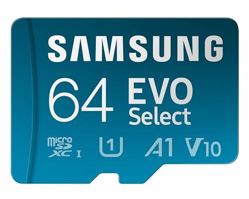 SAMSUNG EVO Select microSD Memory Card + Adapter, 64GB microSDXC, Up to 160 MB/s, UHS I, C10, U1, V10, A1, for Mobile Phone, Smartphones, Nintendo-Switch, and Tablets (MB-ME64SA/AM)