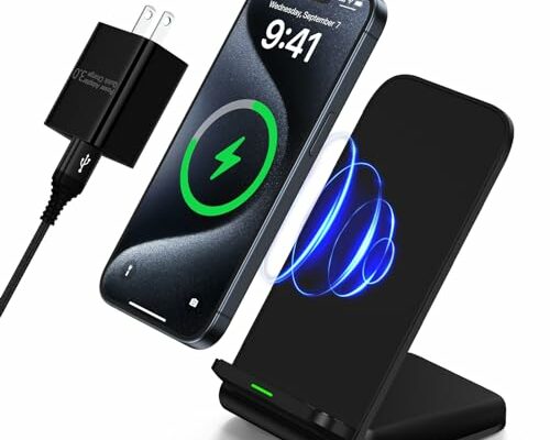 Samsung Wireless Charger Fast Charging Stand Desk Phone Charger Stand Android Charging Station for Samsung Galaxy S24 Ultra S24+ S24 S23 FE S22 S21 S20 S10 S9 S8,iPhone 15 Pro Max Plus 14 with Adapter