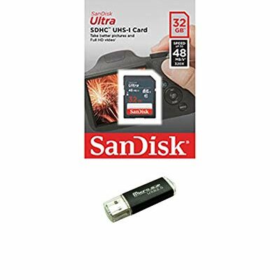 Sandisk 32GB SD SDHC Flash Memory Card for Nintendo 3DS N3DS DS DSI & Wii Media Kit, Nikon SLR Coolpix Camera, Kodak Easyshare, Canon Powershot, Canon EOS, Comes with Bonus SD/TF USB Card Reader