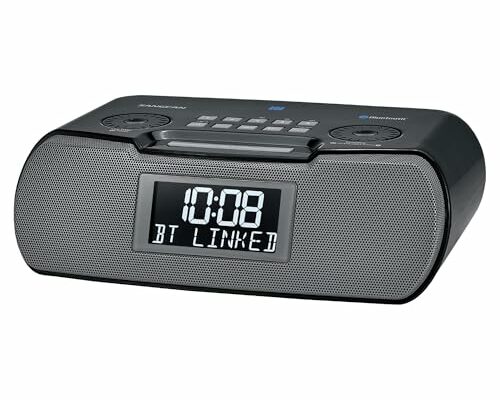 Sangean RCR-20 AM/FM Clock Radio with Bluetooth, Aux-in, USB Phone Charging, Digital Tuning, Battery Backup, Black