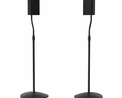 SANUS Speaker Stands Pair - Adjustable Height Speaker Stands for Satellite & Bookshelf Speakers up to 3.5lbs - Tool-Free Adjustment & Easy DIY Assembly