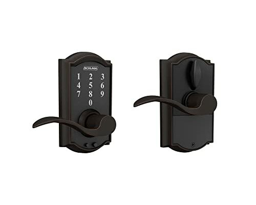 Schlage FE695 CAM 716 ACC Touch Camelot Lock with Accent Lever, Electronic Keyless Entry Lock, Aged Bronze