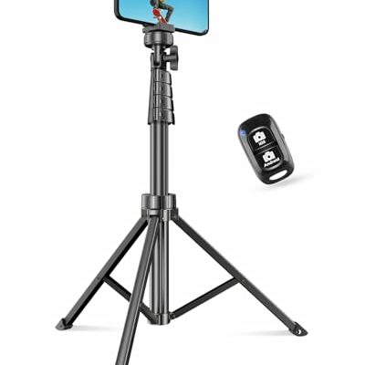 SENSYNE 62" Phone Tripod & Selfie Stick, Extendable Cell Phone Tripod Stand with Wireless Remote and Phone Holder, Compatible with iPhone Android Phone, Camera