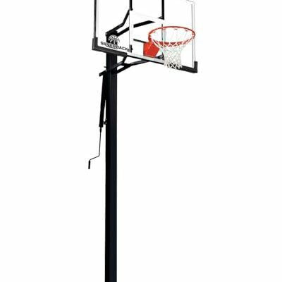 Silverback 54" In-Ground Height Adjustable Basketball System with Tempered Glass Backboard, Pro-Style Breakaway Rim, and Backboard Pad