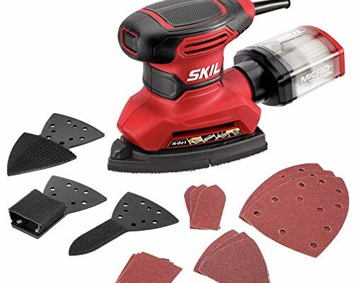 SKIL Corded Multi-Function Detail Sander with Micro-Filter Dust Box 3 Additional Attachments & 12pc Sanding Sheet- SR232301