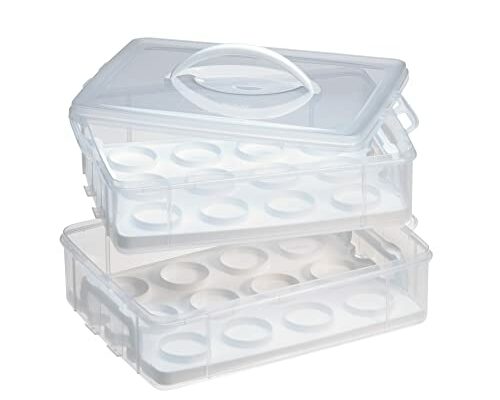 Snapware Plastic Snap 'N Stack 2-Layer Cookie, Cake, Cupcake and Brownie Storage Carrier, 14.25" L x 10.5" W, Red