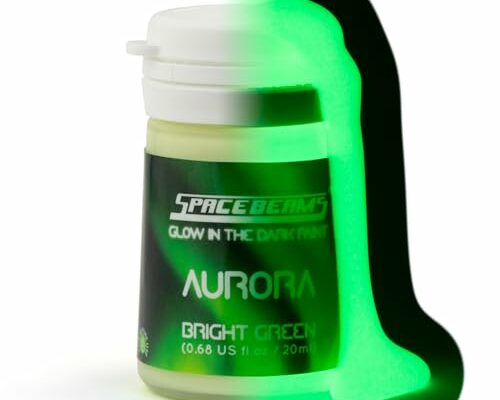 SpaceBeams Aurora Glow in the Dark Paint (0.68 Fl Oz) Bright Green Glow, Non-Toxic, Water Based