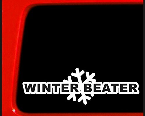 Sticker Connection | Winter Beater | AWD Snow Bumper Sticker for Car, Truck, SUV, Window, Laptop, Windshield, Van | 2.5"x7.5" (White)