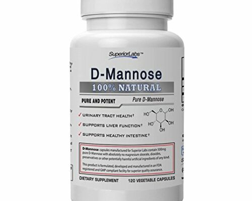 Superior Labs – Best D-Mannose NonGMO Dietary Supplement – 500mg, 120 Vegetable Capsules – Powerful Prebiotic – Boosts Urinary Tract Health – Supports Digestive Health & Liver Function