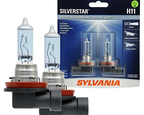 SYLVANIA - H11 SilverStar - High Performance Halogen Headlight Bulb, High Beam, Low Beam and Fog Replacement Bulb, Brighter Downroad with Whiter Light (Contains 2 Bulbs)