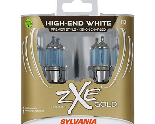 SYLVANIA - H13 (9008) SilverStar zXe GOLD High Performance Halogen Headlight Bulb - Bright White Light Output, Best HID Alternative, Xenon Charged Technology (Contains 2 Bulbs)