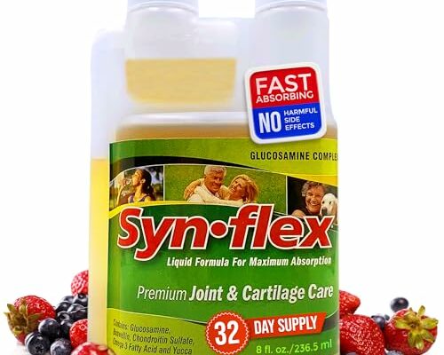 Synflex Liquid Glucosamine Original Formula - Chondroitin, Vitamins, Minerals - Drink Supplement for Men & Women, Helps Support Joint & Cartilage Health - Berry Flavor, 32 Day Supply