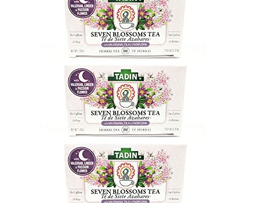 Tadin Herbal Tea Siete Azahares / Seven Blossoms. Calming, Soothing & Caffeine Free Blend. 24 Bags. 1.01 Oz - Pack of 3